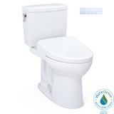 TOTO WASHLET+ Drake II 1G Two-Piece Elongated 1.0 GPF Toilet with Auto Flush WASHLET+ S7A Contemporary Bidet Seat, Cotton White, Vitreous China|Plastic, MW4544736CUFGA#01