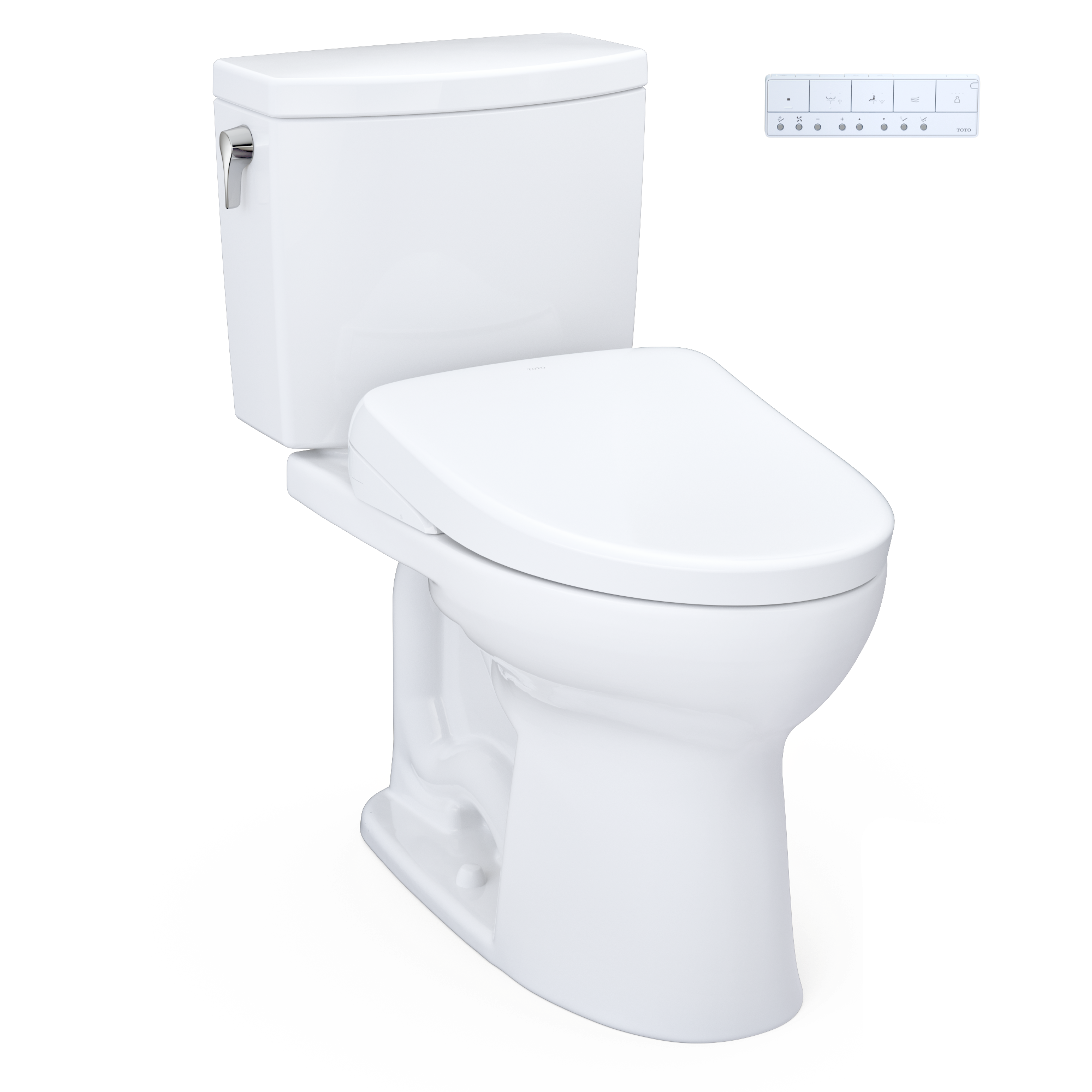 TOTO WASHLET+ Drake II 1G Two-Piece Elongated 1.0 GPF Toilet and WASHLET+ S7 Contemporary Bidet Seat, Cotton White, Vitreous China|Plastic, MW4544726CUFG#01