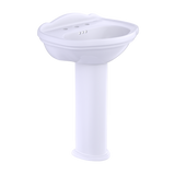 TOTO Whitney Oval Pedestal Bathroom Sink for 8 Inch Center Faucets, Cotton White, Vitreous China, LPT754.8#01