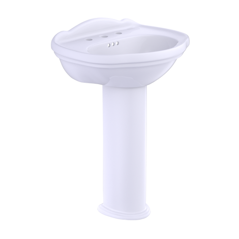 TOTO Whitney Oval Pedestal Bathroom Sink for 8 Inch Center Faucets, Cotton White, Vitreous China, LPT754.8#01