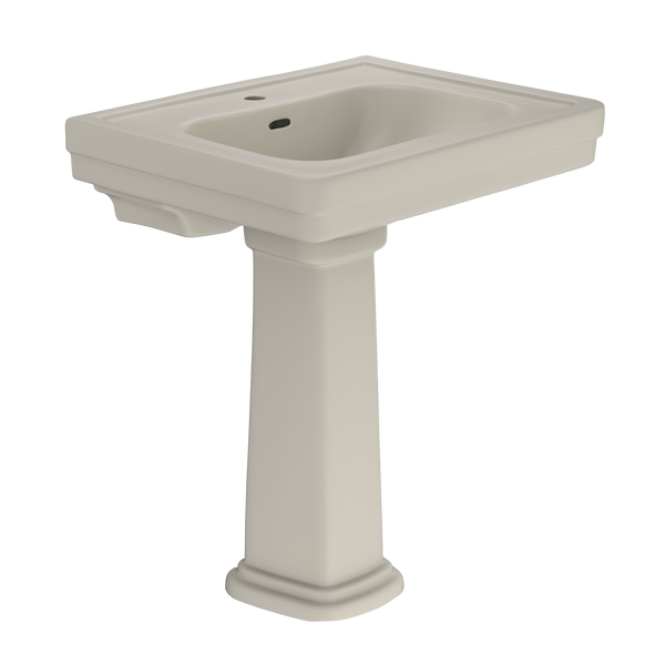 TOTO Promenade 27-1/2" x 22-1/4" Rectangular Pedestal Bathroom Sink for Single Hole Faucets, Bone, Vitreous China, LPT530N#03