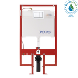 TOTO DuoFit In-Wall Dual Flush 0.9 and 1.6 GPF Tank System PEX Supply Line and White Rectangular Push Plate, Stainless Steel, WT151800M#WH