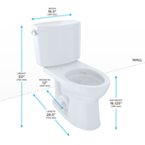 TOTO Drake II Two-Piece Elongated 1.28 GPF Universal Height Toilet with CEFIONTECT, Cotton White, Vitreous China, CST454CEFG#01