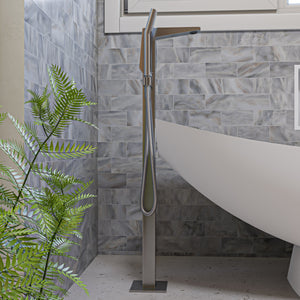 Alternate Image for ALFI brand Brass, AB2475-BN Brushed Nickel Single Hole Floor Mounted Tub Filler