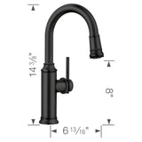 Blanco Empressa Pull-Down Bar Faucet, Matte Black, 1.5 GPM, Brass, 443025