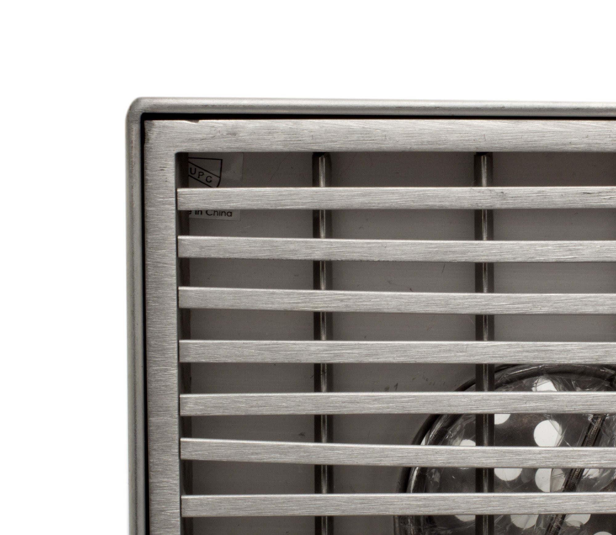 ALFI brand ABSD55D 5" x 5" Square Stainless Steel Shower Drain with Groove Lines, Grey