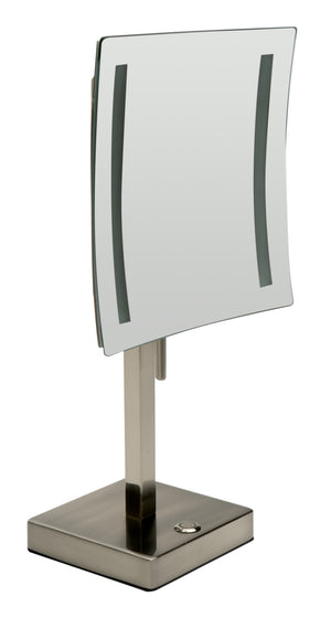 Alternate Image for ALFI brand ABM8FLED-BN Brushed Nickel Tabletop Square 8" 5x Magnifying Cosmetic Mirror with Light