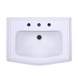 TOTO Clayton Rectangular Pedestal Bathroom Sink for 8 Inch Center Faucets, Cotton White, Vitreous China, LPT780.8#01