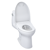 TOTO WASHLET+ UltraMax II One-Piece Elongated 1.28 GPF Toilet and WASHLET+ S7A Contemporary Bidet Seat, Cotton White, Vitreous China|Plastic, MW6044736CEFG#01