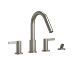 TOTO GF Two Lever Handle Deck-Mount Roman Tub Filler Trim with Handshower, Brushed Nickel, Brass, TBG11202UA#BN