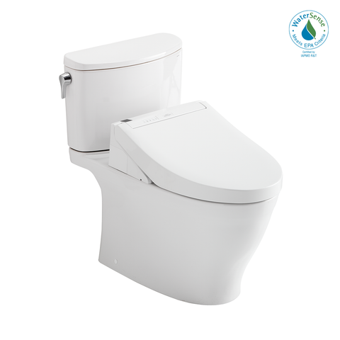 TOTO WASHLET+ Nexus 1G Two-Piece Elongated 1.0 GPF Toilet with C5 Bidet Seat, Cotton White, Vitreous China|Plastic, MW4423084CUFG#01