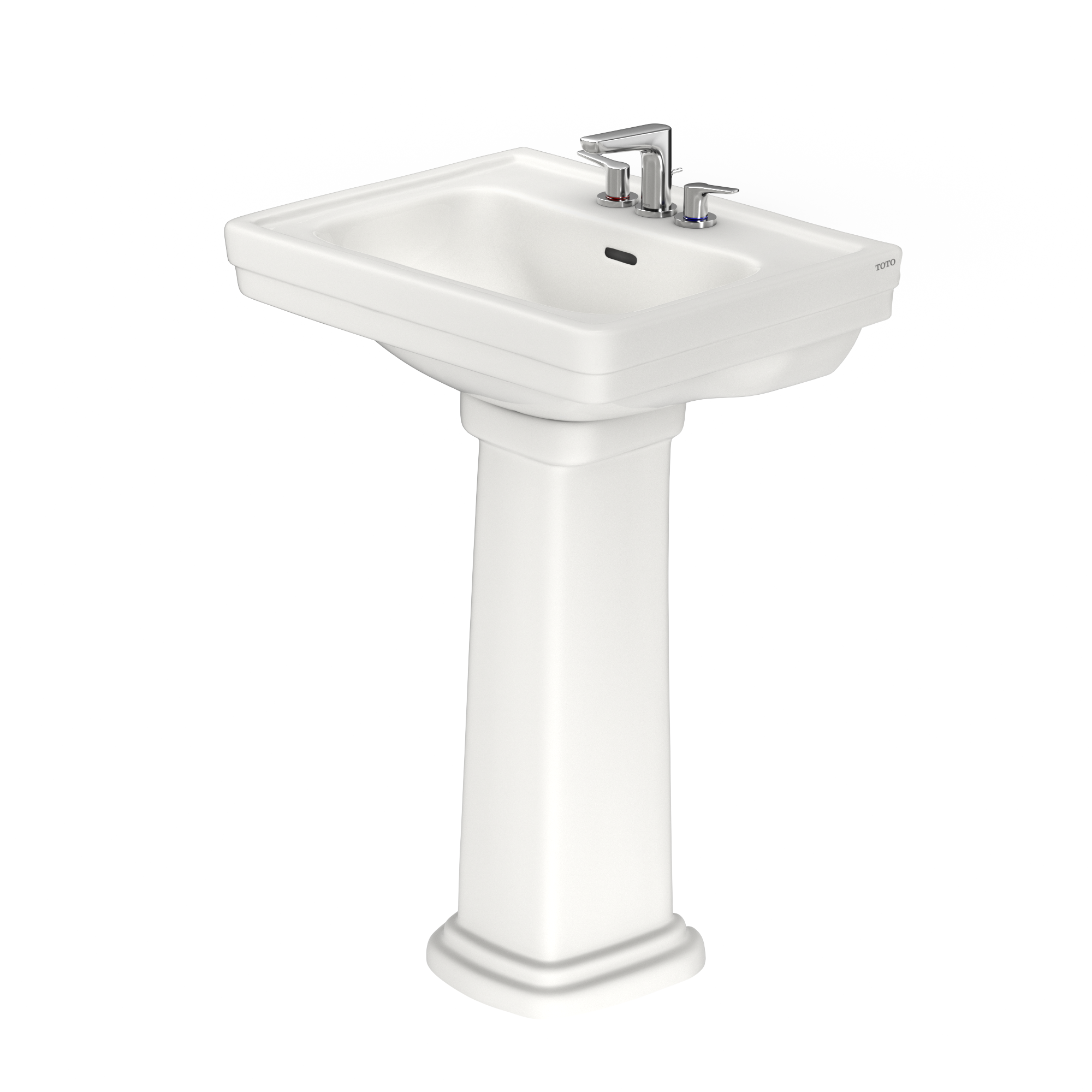 TOTO Promenade 24" x 19-1/4" Rectangular Pedestal Bathroom Sink for 4 inch Center Faucets, Colonial White, Vitreous China, LPT532.4N#11