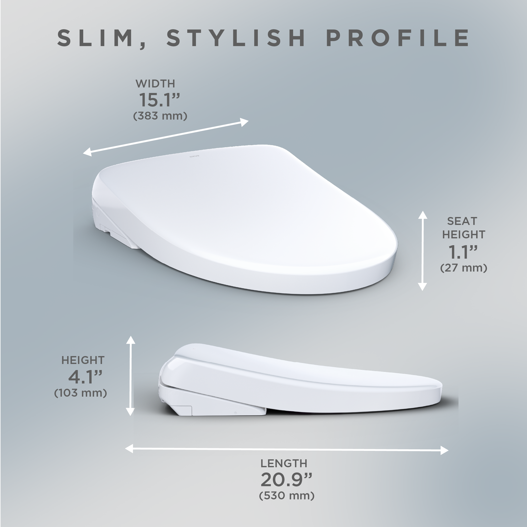 TOTO S7A WASHLET+ Electronic Bidet Toilet Seat with EWATER+ Bowl and Wand Cleaning, Auto Open and Close Contemporary Lid, Elongated, Cotton White, Plastic, SW4736AT40#01