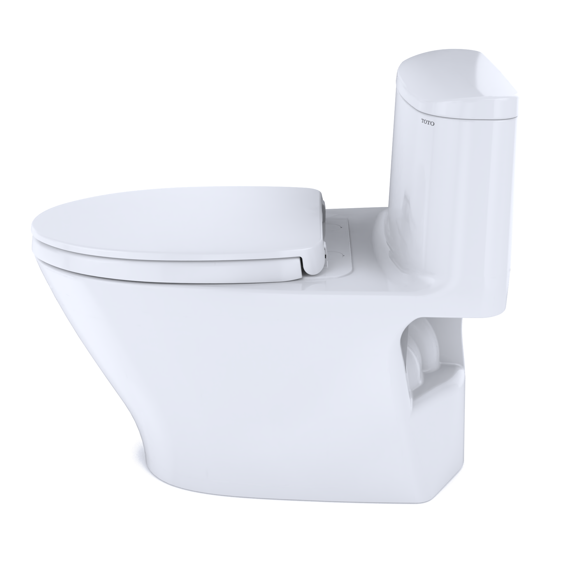 TOTO Nexus One-Piece Elongated 1.28 GPF Universal Height Toilet with CEFIONTECT and SS124 SoftClose Seat, WASHLET+ Ready, Cotton White, Vitreous China, MS642124CEFG#01