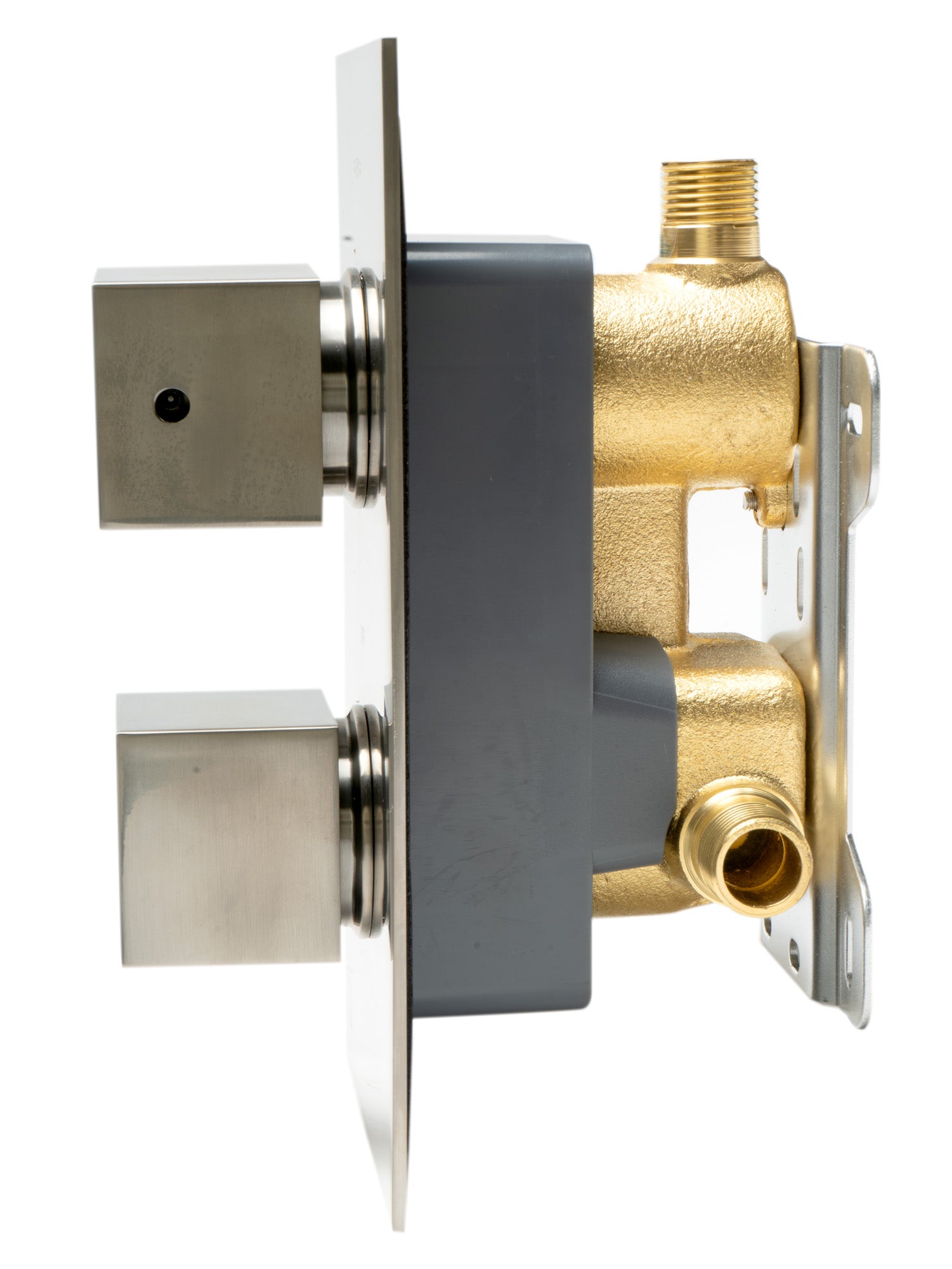 ALFI brand AB2601-BN Brushed Nickel Square Knob 1 Way Thermostatic Shower Mixer, Brass
