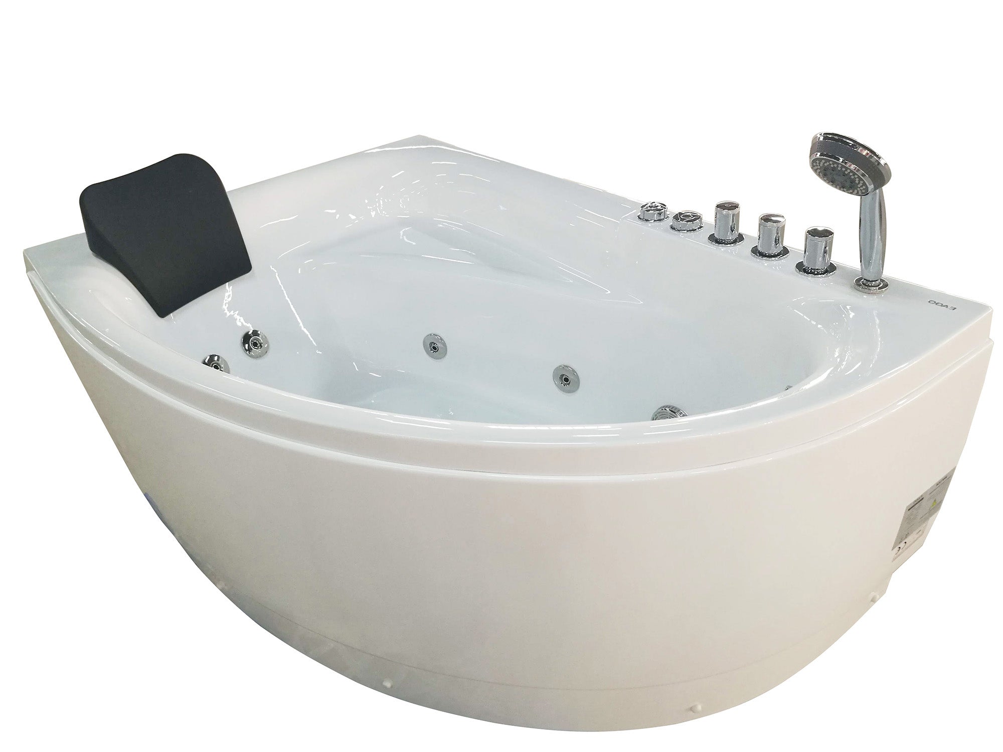 Eago 59" Acrylic Corner Neo-angle Round Bathtub, White, AM161-R