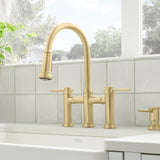 Blanco Empressa Pull-Down Dual-Spray Bridge Faucet, Satin Gold, 1.5 GPM, Brass, 442981