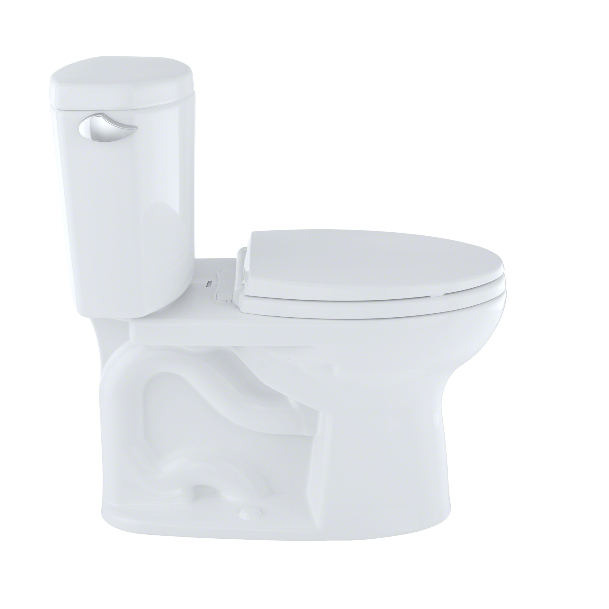 TOTO Drake II Two-Piece Elongated 1.28 GPF Universal Height Toilet with CEFIONTECT and Right-Hand Trip Lever, Cotton White, Vitreous China, CST454CEFRG#01