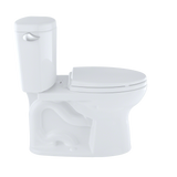 TOTO Drake II Two-Piece Elongated 1.28 GPF Universal Height Toilet with CEFIONTECT and Right-Hand Trip Lever, Cotton White, Vitreous China, CST454CEFRG#01