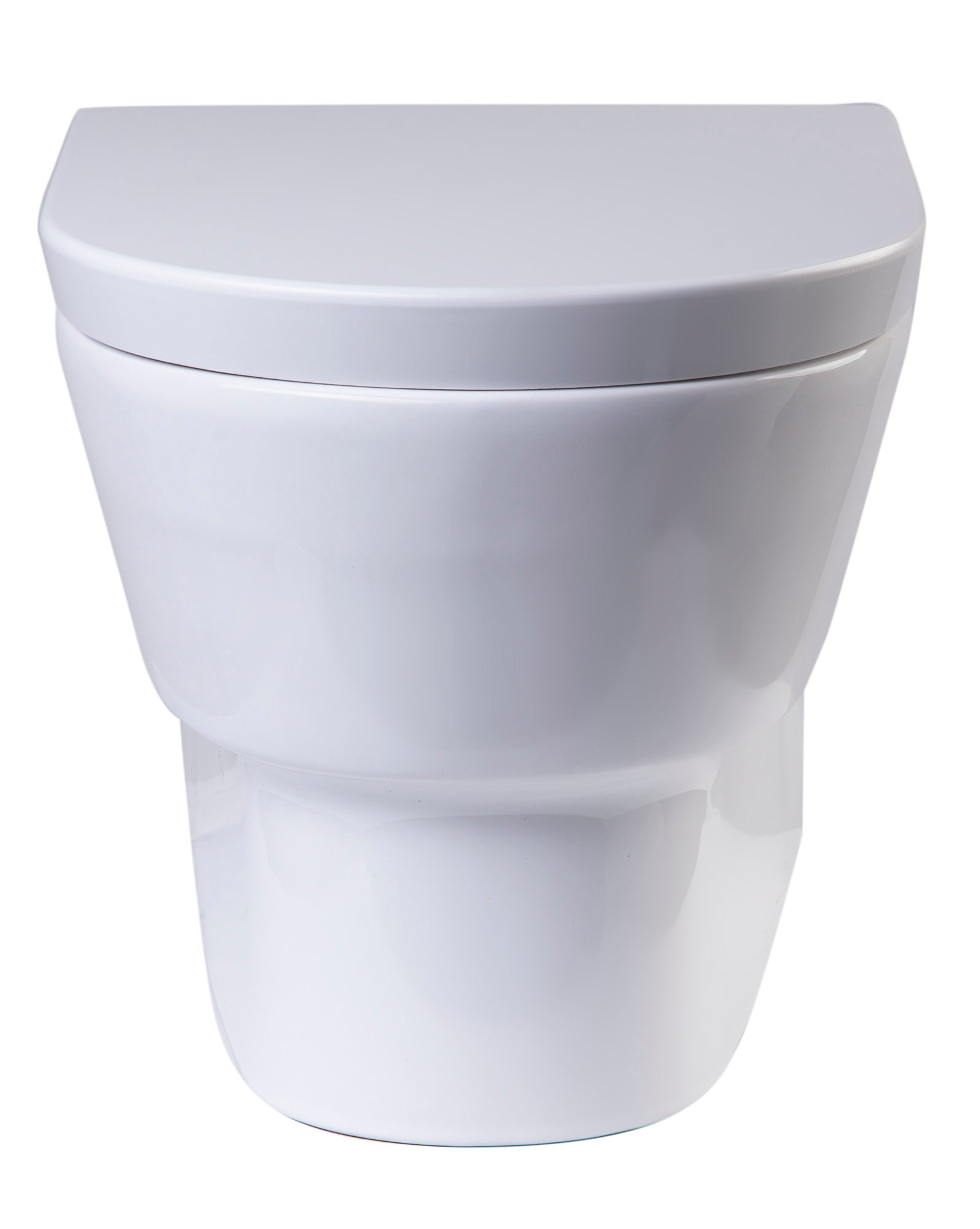 EAGO Porcelain, White, WD332 Round Modern Wall Mount Dual Flush Toilet Bowl