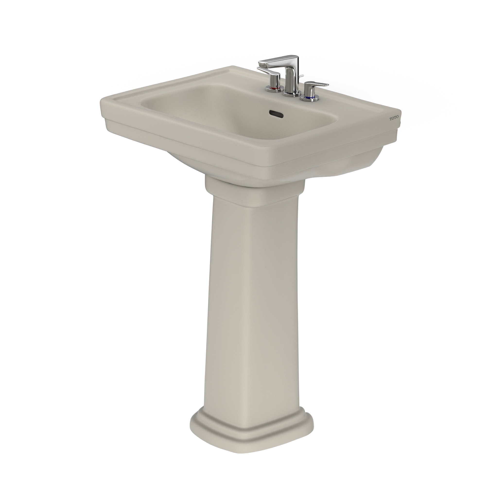 TOTO Promenade 24" x 19-1/4" Rectangular Pedestal Bathroom Sink for 4 inch Center Faucets, Bone, Vitreous China, LPT532.4N#03