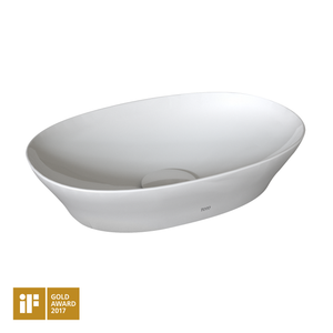 Alternate Image for TOTO Kiwami Oval 16 Inch Vessel Bathroom Sink with CEFIONTECT, Cotton White, Ceramic, LT473G#01