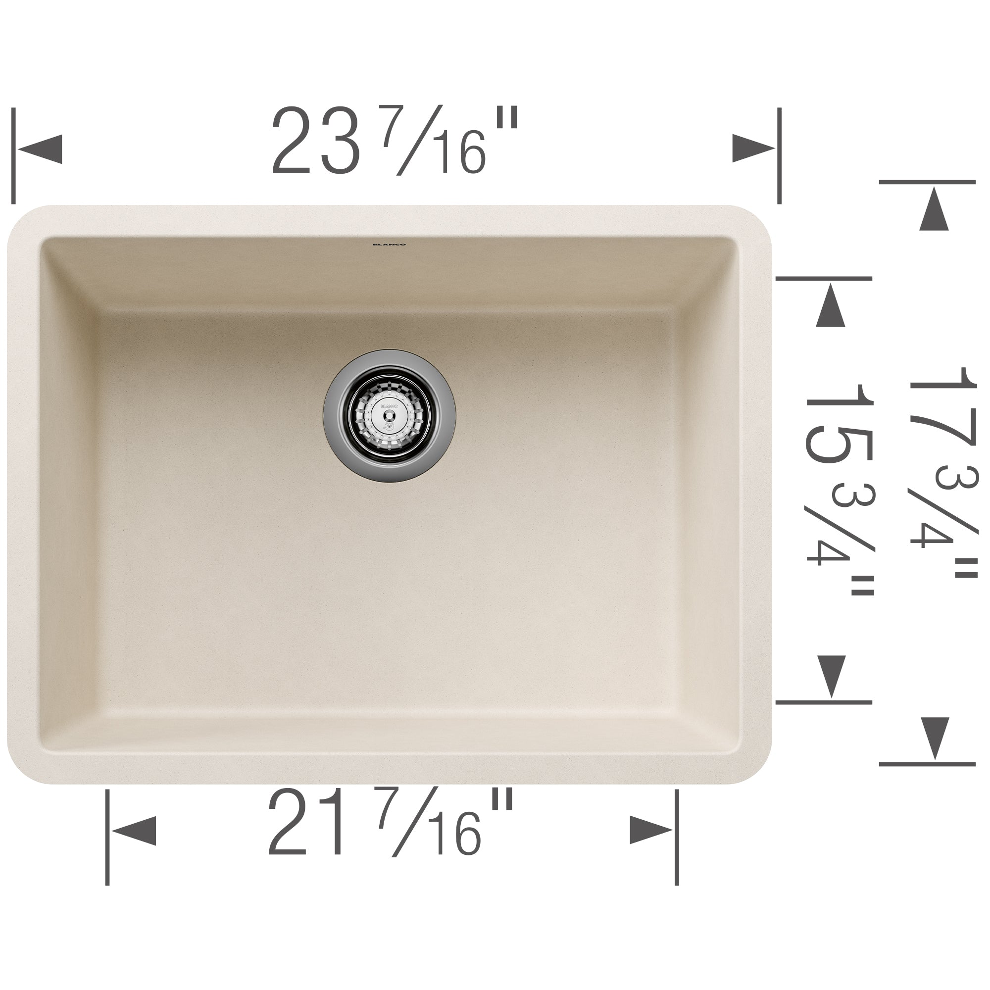Blanco Precis 23" Undermount Silgranit Kitchen Sink, Soft White, No Faucet Hole, 527402