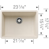 Blanco Precis 23" Undermount Silgranit Kitchen Sink, Soft White, No Faucet Hole, 527402