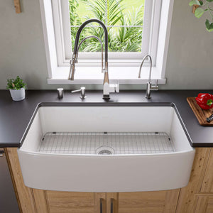Alternate Image for ALFI brand 36" Fireclay Farmhouse Sink with Accessories, White, ABFC3620S-W