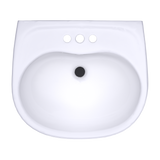 TOTO Supreme Oval Wall-Mount Bathroom Sink with CEFIONTECT and Shroud for 4 Inch Center Faucets, Cotton White, Vitreous China, LHT241.4G#01