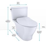 TOTO Nexus 1G Two-Piece Elongated 1.0 GPF Universal Height Toilet with CEFIONTECT and SS234 SoftClose Seat, WASHLET+ Ready, Cotton White, Vitreous China, MS442234CUFG#01