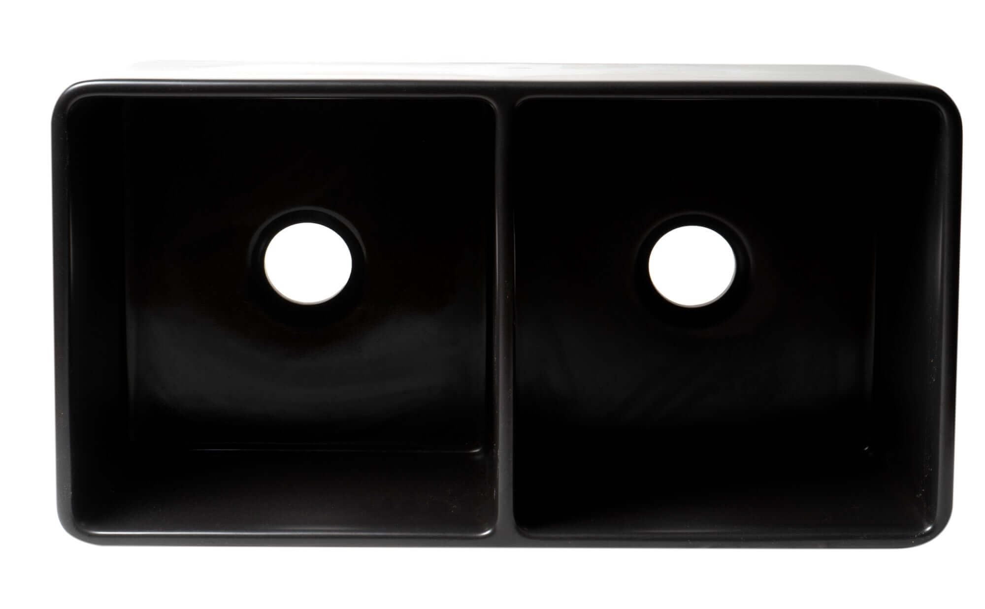 ALFI brand 33" Fireclay Farmhouse Sink, 50/50 Double Bowl, Black Matte, No Faucet Hole, ABF3318D-BM
