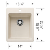 Blanco Liven 17" Rectangle Silgranit Bar/Prep Sink, Soft White, 1 Faucet Hole, 443241