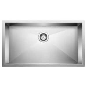 Alternate Image for Blanco Quatrus 32" Undermount Stainless Steel Kitchen Sink, Satin Polish, 18 Gauge, No Faucet Hole, 443052