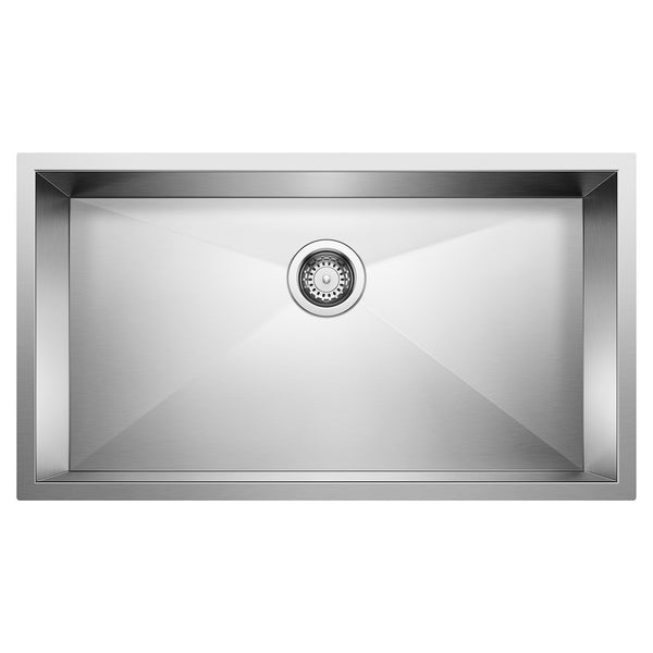 Blanco Quatrus 32" Undermount Stainless Steel Kitchen Sink, Satin Polish, 18 Gauge, No Faucet Hole, 443052