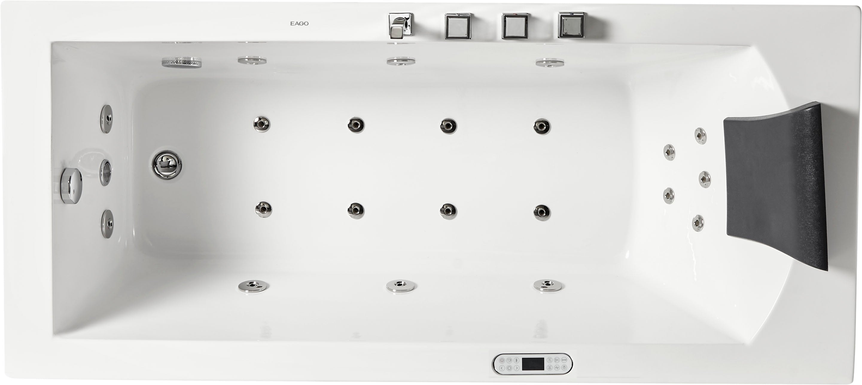 Eago 71" Acrylic Corner Rectangle Bathtub with Fixtures, White, AM154ETL-L6