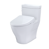 TOTO WASHLET+ Aimes One-Piece Elongated 1.28 GPF Toilet with Auto Flush S7 Contemporary Bidet Seat, Cotton White, Vitreous China|Plastic, MW6264726CEFGA#01