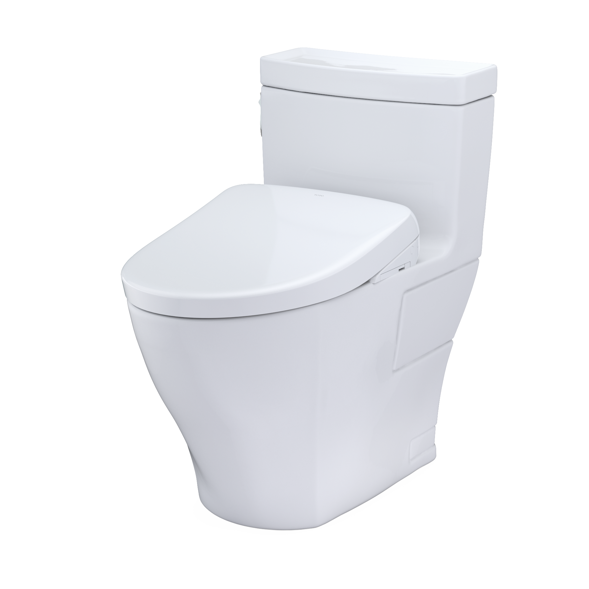 TOTO WASHLET+ Aimes One-Piece Elongated 1.28 GPF Toilet with Auto Flush S7A Contemporary Bidet Seat, Cotton White, Vitreous China|Plastic, MW6264736CEFGA#01