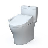 TOTO WASHLET+ Aquia IV One-Piece Elongated Dual Flush 1.28 and 0.9 GPF Toilet and WASHLET C2 Bidet Seat, Cotton White, Vitreous China|Plastic, MW6463074CEMFGN#01