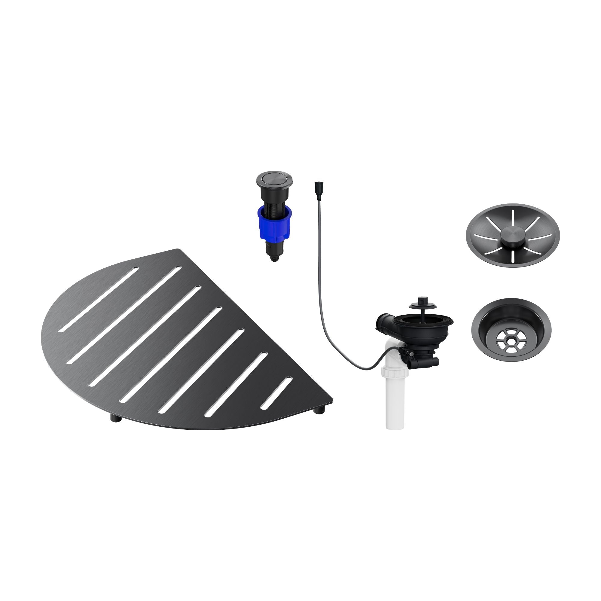Blanco Oovalon Drain Accessory Bundle Includes Top Grid, Basket Strainer and Button - Satin Dark Steel