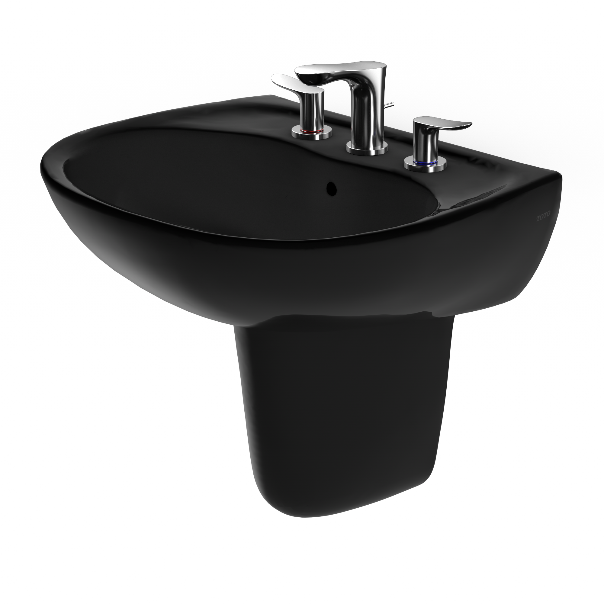 TOTO Supreme Oval Wall-Mount Bathroom Sink and Shroud for 8 Inch Center Faucets, Ebony, Vitreous China, LHT241.8#51