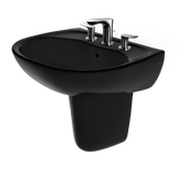 TOTO Supreme Oval Wall-Mount Bathroom Sink and Shroud for 8 Inch Center Faucets, Ebony, Vitreous China, LHT241.8#51