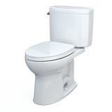 TOTO Drake II Two-Piece Elongated 1.28 GPF Universal Height Toilet with CEFIONTECT and SS124 SoftClose Seat, WASHLET+ Ready, Cotton White, Vitreous China|Plastic, MS454124CEFG#01