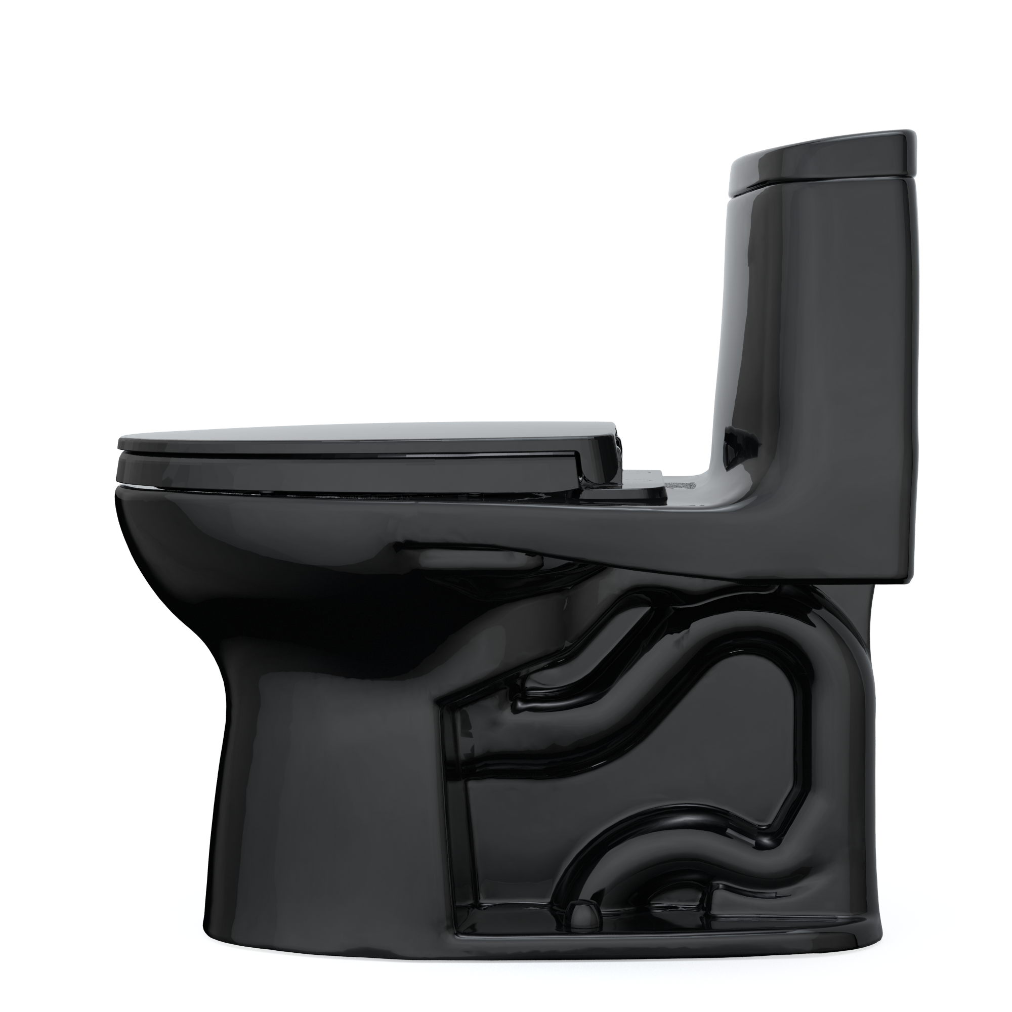 TOTO UltraMax II One-Piece Elongated 1.28 GPF Universal Height Toilet with SS124 SoftClose Seat, WASHLET+ Ready, Ebony, Vitreous China|Plastic, MS604124CEF#51