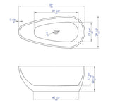 ALFI brand 59" Acrylic Free Standing Oval Soaking Bathtub, White, AB8861