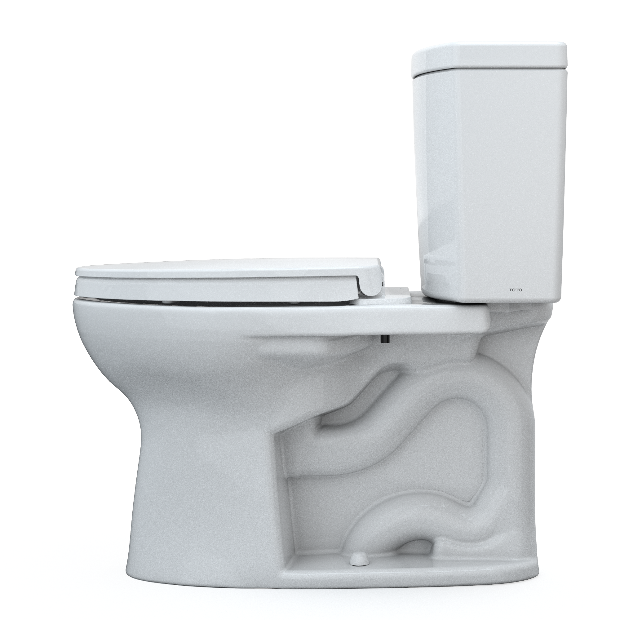 TOTO Drake II 1G Two-Piece Elongated 1.0 GPF Universal Height Toilet with CEFIONTECT and SS124 SoftClose Seat, WASHLET+ Ready, Cotton White, Vitreous China|Plastic, MS454124CUFG#01