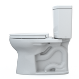 TOTO Drake II 1G Two-Piece Elongated 1.0 GPF Universal Height Toilet with CEFIONTECT and SS124 SoftClose Seat, WASHLET+ Ready, Cotton White, Vitreous China|Plastic, MS454124CUFG#01