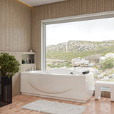 Alternative View of Eago 71" Acrylic Corner Rectangle Bathtub with Fixtures, White, AM189ETL-L