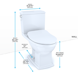 TOTO Connelly Two-Piece Elongated Dual Flush 1.28 and 0.9 GPF Toilet with CEFIONTECT, WASHLET+ Ready, Cotton White, Vitreous China, MS494234CEMFG#01