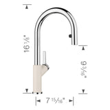 Blanco Urbena Pull-Down Dual-Spray Kitchen Faucet, Chrome/Soft White, 1.5 GPM, Brass, 526932